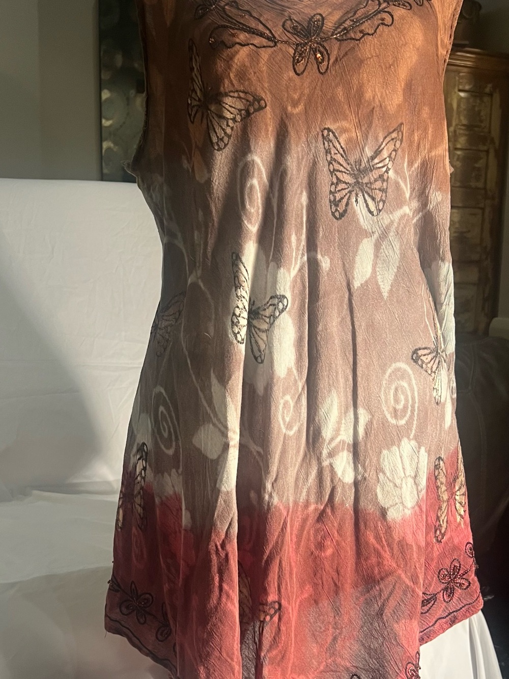 Greater Good Butterfly Tunic Dress Free Size Y2K Fairycore Boho Beaded